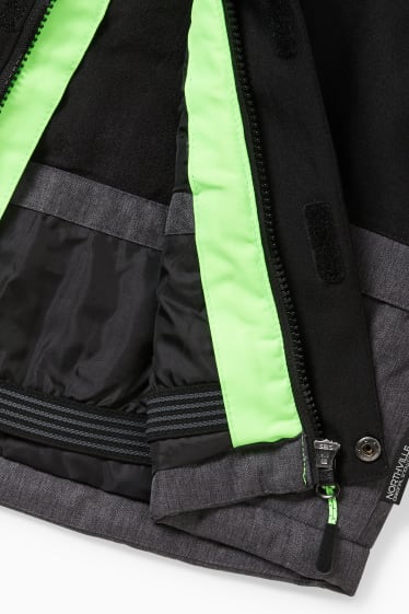 Kinder Buben - Skijacke mit Kapuze - wasserdicht - schwarz