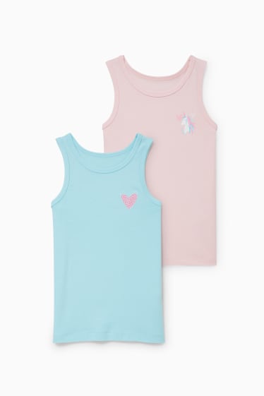 Kinder Mädchen - Multipack 2er - Singlet - rosa / türkis
