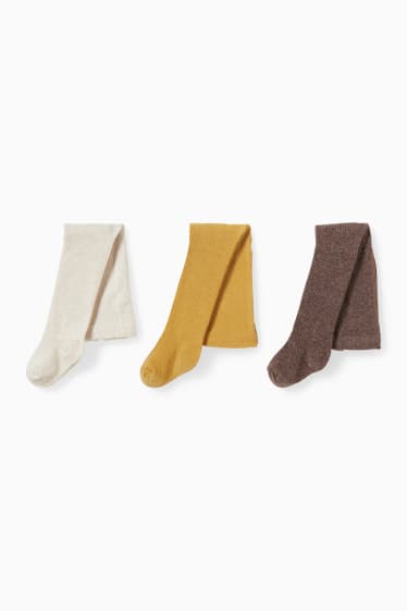 Bébés - Lot de 3 paires - collants pour bébé - marron