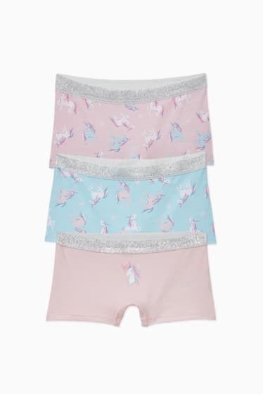 Bambini - Confezione da 3 - unicorni - boxer - rosa