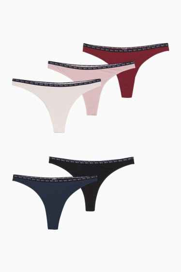 Dona - Paquet de 5 - tanga - bordeus/negre