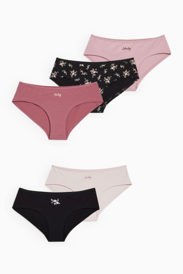 Femmes - Lot de 5 - shortys - noir / rose