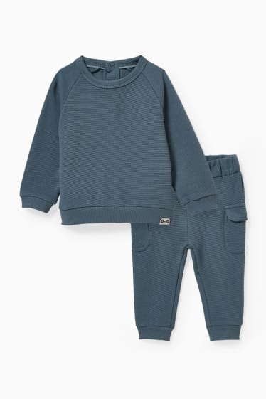 Baby Buben - Baby-Outfit - 2 teilig - blau / dunkelgrau