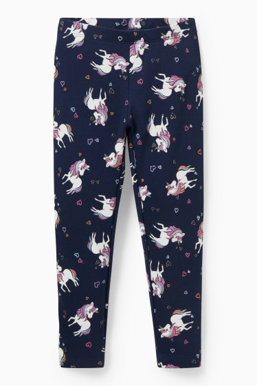 Enfants - Licorne - legging chaud - bleu foncé