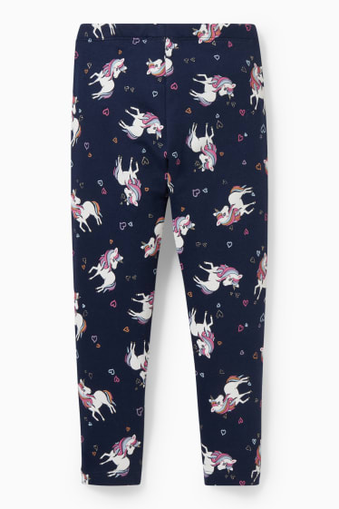 Enfants - Licorne - legging chaud - bleu foncé