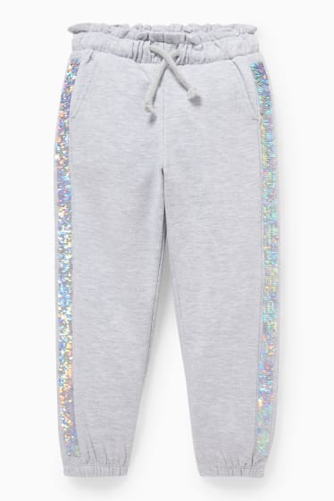 Enfants - Pantalon de jogging - finition brillante - gris clair chiné