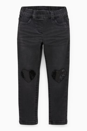 Enfants filles - Jegging jean - effet brillant - noir