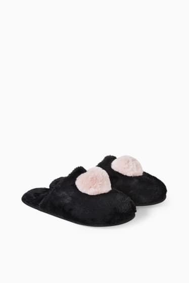 Femmes - CLOCKHOUSE - chaussons en imitation fourrure - noir