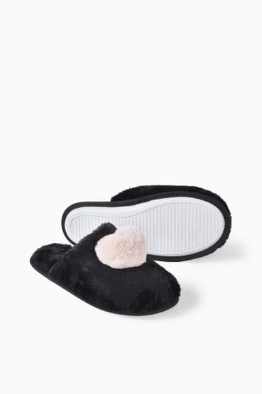 Women - CLOCKHOUSE - faux fur slippers - black