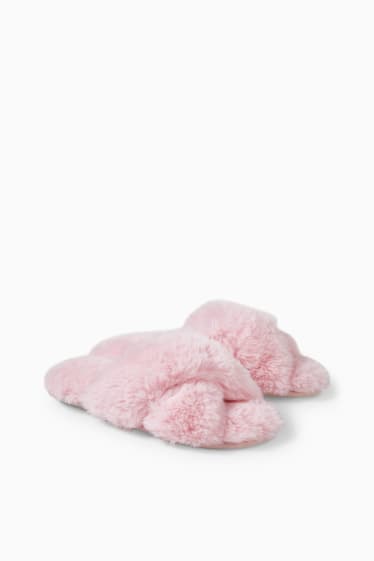 Women - CLOCKHOUSE - faux fur slippers - rose