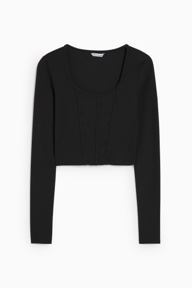 Dona - CLOCKHOUSE - samarreta crop de màniga llarga - negre
