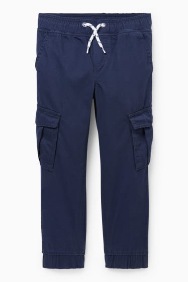 Enfants - Pantalon cargo chaud - straight fit - bleu foncé