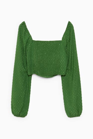 Femei - CLOCKHOUSE - bluză crop - cu buline - verde