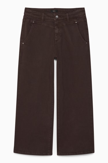 Donna - Straight jeans - vita alta - marrone scuro