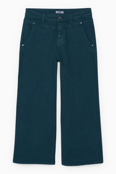 Femei - Straight jeans - talie înaltă - verde închis