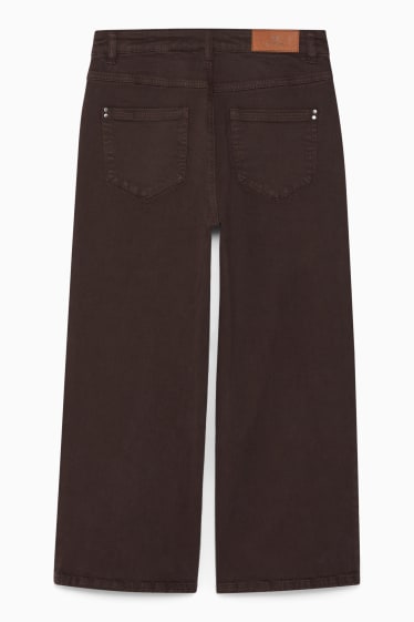 Kobiety - Straight jeans - wysoki stan - ciemnobrązowy