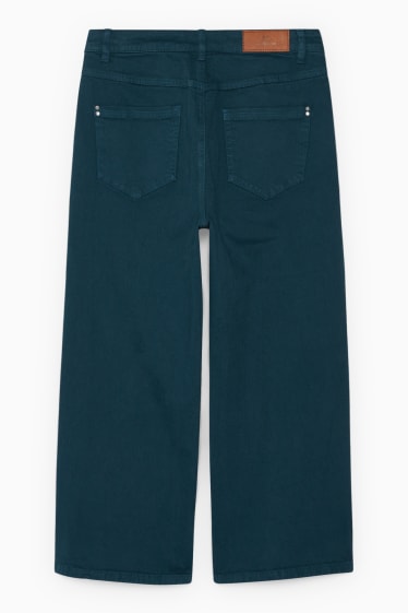 Dámské - Straight jeans - high waist - tmavozelená