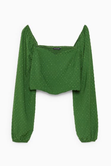 Dames - CLOCKHOUSE - korte blouse - met stippen - groen