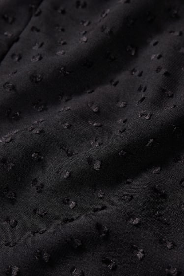 Women - Cropped blouse - polka dot - black