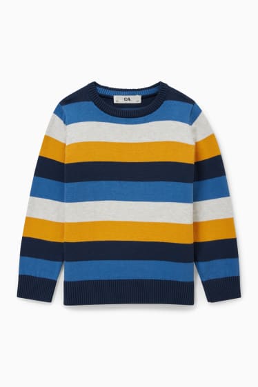 Children Boys - Jumper - striped - dark blue