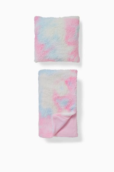 Damen - CLOCKHOUSE - Set - Teddy-Kissen und -Decke - 160 x 130 cm - rosa