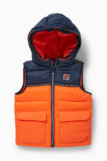 Children - Quilted gilet with hood - orange