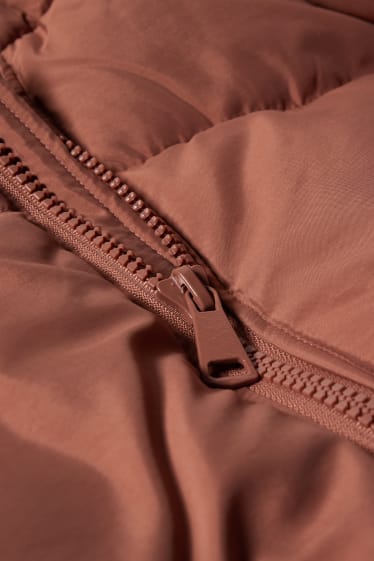 Damen - Steppjacke mit Kapuze - braun