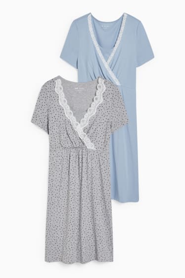 Donna - Confezione da 2 - camicia da notte per allattamento - grigio