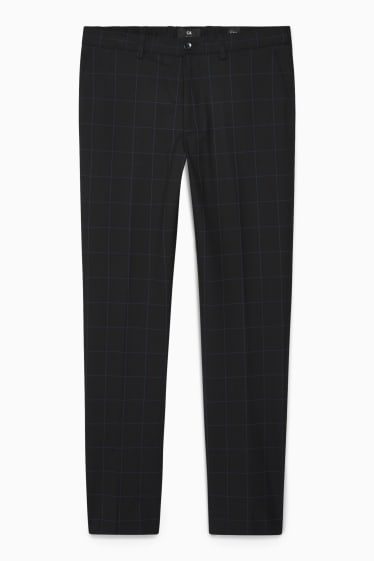 Bărbați - Pantaloni modulari - slim fit - stretch - în carouri - negru