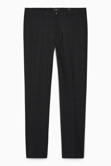 Men - Mix-and-match trousers - slim fit - stretch - check - black