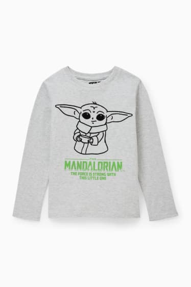 Niños - Star Wars: The Mandalorian - camiseta de manga larga - gris claro jaspeado