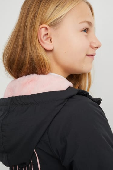 Kinderen: meisjes - Jas met capuchon - zwart