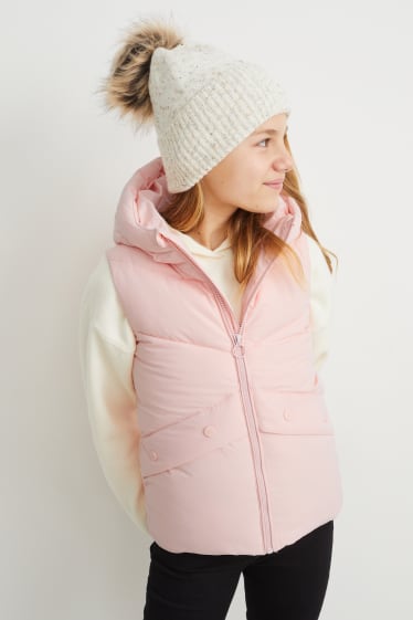 Kinderen - Bodywarmer met capuchon - roze