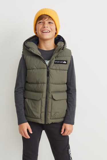 Children - Quilted gilet with hood - dark green