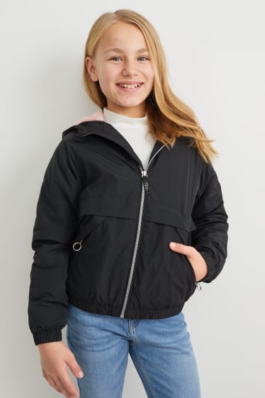 Kinderen: meisjes - Jas met capuchon - zwart