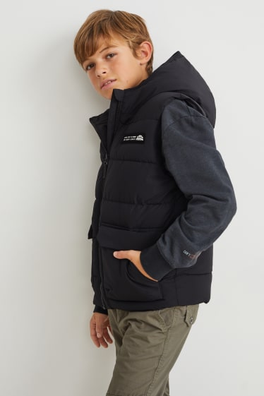 Kinderen - Bodywarmer met capuchon - zwart