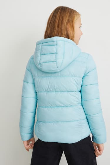 Kinder Mädchen - Steppjacke mit Kapuze - helltürkis