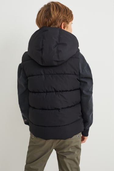 Kinderen - Bodywarmer met capuchon - zwart