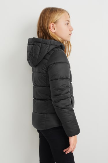 Dětské - Prošívaná bunda s kapucí - černá