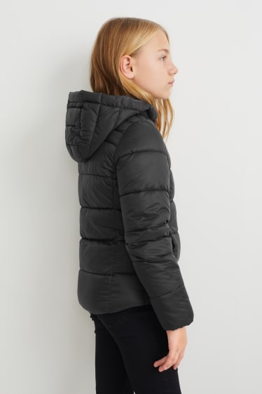 Kinder - Steppjacke mit Kapuze - schwarz