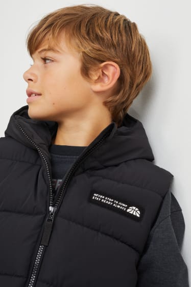 Kinderen - Bodywarmer met capuchon - zwart