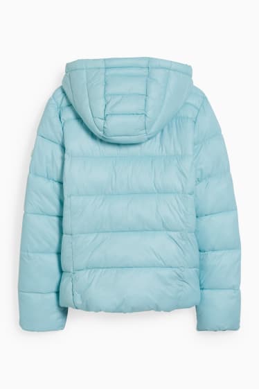 Kinder Mädchen - Steppjacke mit Kapuze - helltürkis