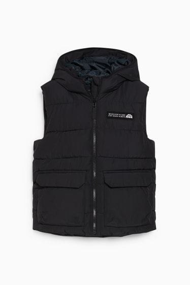 Kinderen - Bodywarmer met capuchon - zwart