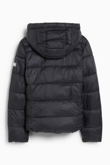 Kinder Mädchen - Steppjacke mit Kapuze - schwarz