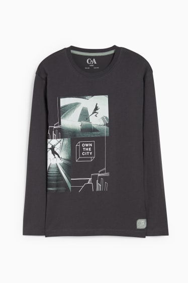 Niños - Camiseta de manga larga - gris oscuro