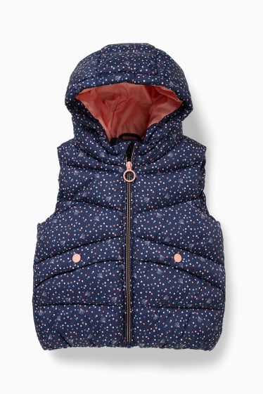 Kinderen - Bodywarmer met capuchon - met stippen - donkerblauw