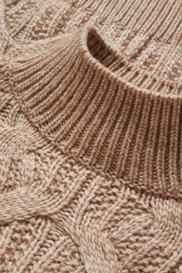 Women - Jumper - cable knit pattern - light brown