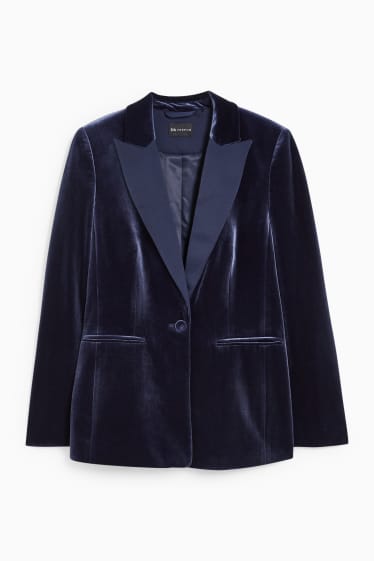 Women - Velvet blazer - regular fit - dark blue