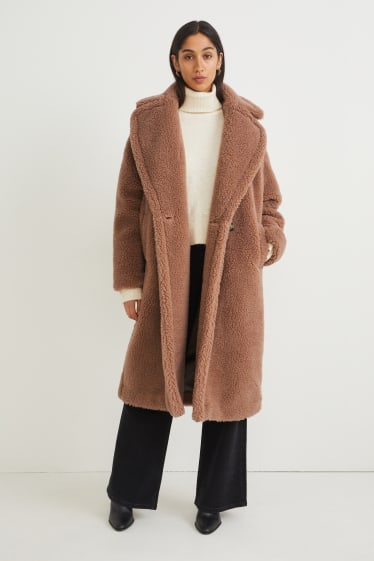 Donna - Cappotto in peluche - marrone chiaro