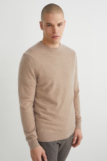 Hommes - Pull en cachemire - taupe